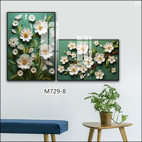 DM2B.02 Tranh Tráng Gương Thiết Kế Hoa 3 Chiều