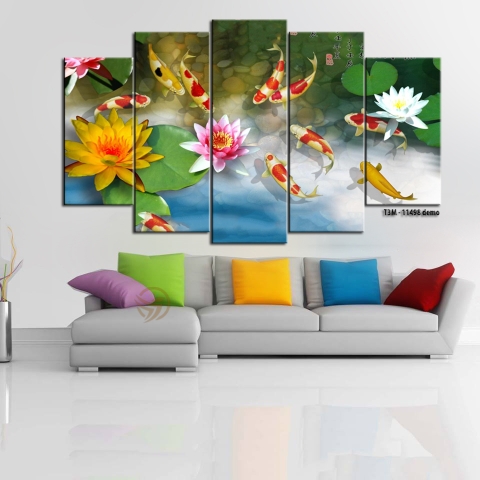 60CC Tranh Canvas Cửu Ngư Quần Hội