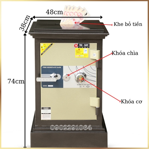 Két sắt trusafe KN90 khoét nóc khóa cơ