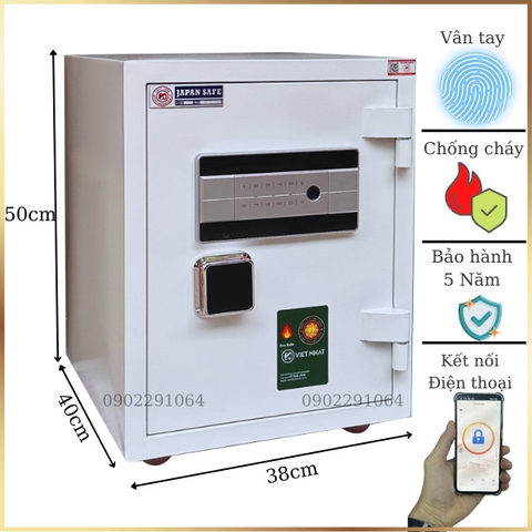 két sắt mini điện tử cho gia đình chống cháy thông minh kết nối điện thoai màu trắng VN33FE cao cấp