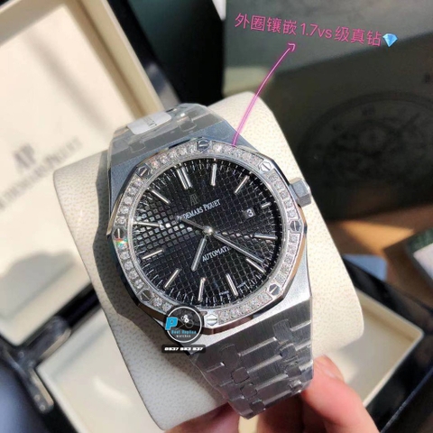 NEW 2021 / ORIGINAL FACTORY BEST 1:1 / AP ROYAL OAK 15400 41MM VÀNH 40 VIÊN KIM CƯƠNG THIÊN NHIÊN 1,7 LY