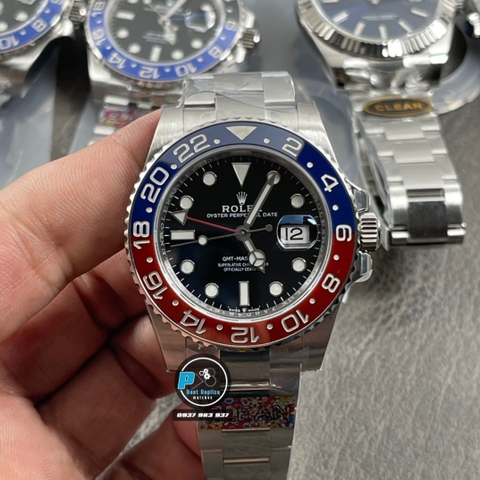 NEW 2021 / CLEAN FACTORY BEST 1:1 / ROLEX GMT MASTER II PESSI THÉP 904L CAL.3186