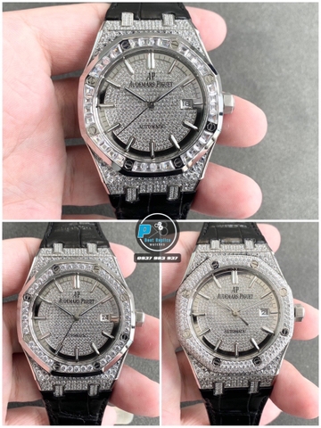 NEW 2021 / ORIGINAL FACTORY BEST 1:1 / AP ROYAL OAK 15402OR 41MM FULL DIAMOND SWAROVKI CAL.3120