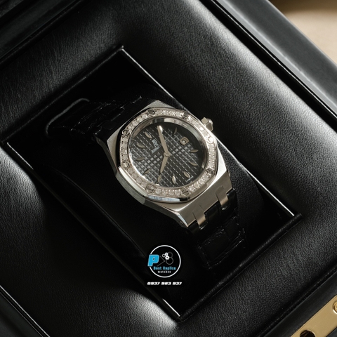 NEW 2021 / ORIGINAL FACTORY BEST 1:1 / AP ROYAL OAK LADY 67601 33MM VÀNH 32 VIÊN KIM CƯƠNG THIÊN NHIÊN 0,65 LY