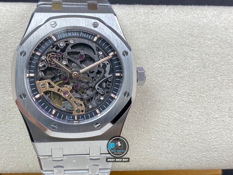 NEW 2022 / APS FACTORY BEST 1:1 / AP ROYAL OAK SKELETON 15407ST 41 X 9,9MM  CAL.3132