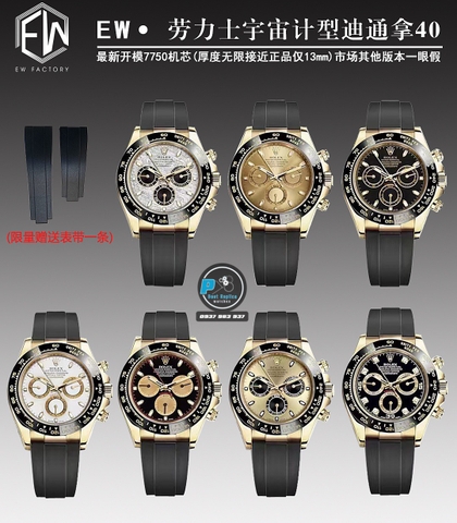 NEW 2021 / EW FACTORY BEST 1:1 / ROLEX DAYTONA OYSTERFLEX GOLD PVD STEEL 904L 7750