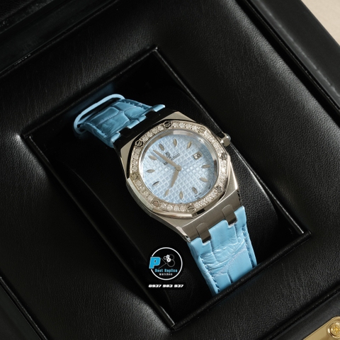 NEW 2021 / ORIGINAL FACTORY BEST 1:1 / AP ROYAL OAK LADY 67601 33MM VÀNH 32 VIÊN KIM CƯƠNG THIÊN NHIÊN 0,65 LY