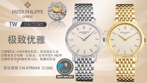 NEW 2023 / TW FACTORY BEST 1:1 / PATEK PHILIPPE CALATRAVA 5120G 38 X 8,9MM CAL.240