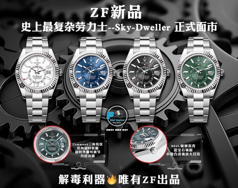 NEW 2023 / ZF FACTORY BEST 1:1 / ROLEX SKY DWELLER 326934 DUAL TIME 42MM CAL.9001