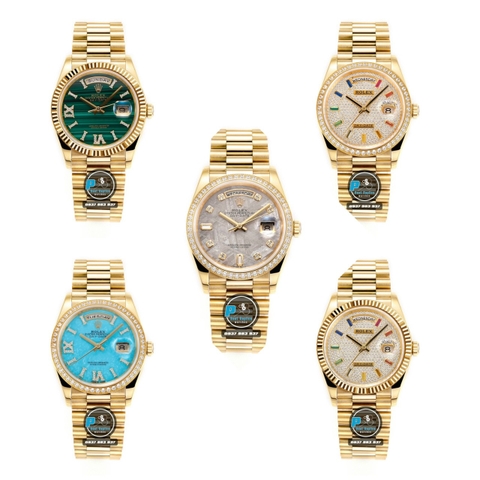 NEW 2023 / RA FACTORY BEST 1:1 / ROLEX DAYDATE 128238 GOLD 36 x 12,5MM DIAMOND BEZEL 💎 CORE 2834