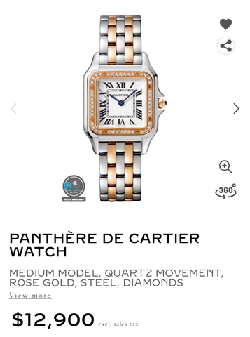 VIP NEW 2020 / ORIGINAL FACTORY BEST 1:1 / CARTIER PANTHÈRE DE 27 X 37MM 44 DIAMOND BEZEL VS