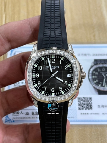 NEW 2023 / 3K FACTORY BEST 1:1 / PATEK PHILIPPE AQUANAUT 5167 LÊN FULL KIM 💎BAGUETTE MOISSANITE THEO YÊU CẦU (CẦN 30 NGÀY HOÀN THIỆN)