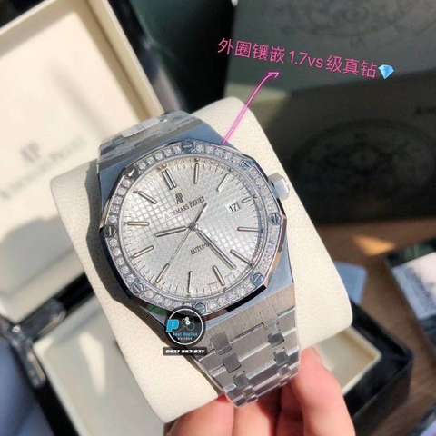 NEW 2021 / ORIGINAL FACTORY BEST 1:1 / AP ROYAL OAK 15400 41MM VÀNH 40 VIÊN KIM CƯƠNG THIÊN NHIÊN 1,7 LY