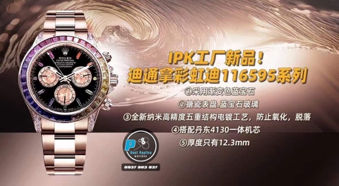 VIP NEW 2023 / IPK FACTORY BEST 1:1 / ROLEX DAYTONA RAINBOW 🌈 116595 DIAMOND ROSE GOLD 18K 40 X 12,2MM CAL.4130