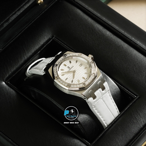 NEW 2021 / ORIGINAL FACTORY BEST 1:1 / AP ROYAL OAK LADY 67601 33MM VÀNH 32 VIÊN KIM CƯƠNG THIÊN NHIÊN 0,65 LY