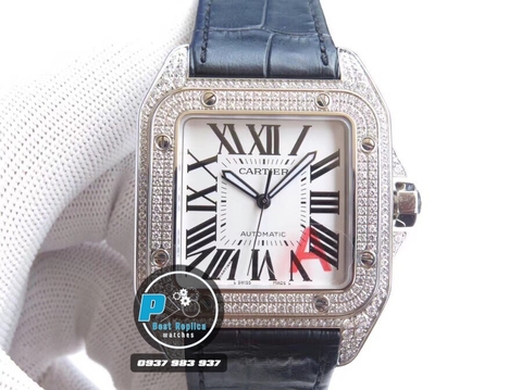 V6 FACTORY BEST 1:1 / CARTIER SANTOS 100 DIAMOND