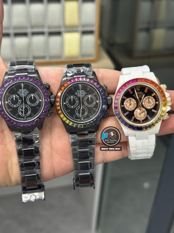 NEW 2023 / N FACTORY BEST 1:1 / ROLEX DAYTONA BY BLAKEN BLACK DLC RAINBOW DIAMOND BEZEL CAL.4130