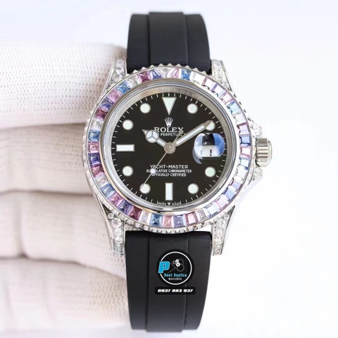 NEW 2023 / BEST FACTORY 1:1 / ROLEX YACHT MASTER 126679SAB FULL DIAMOND BEZEL 40MM CAL.3135