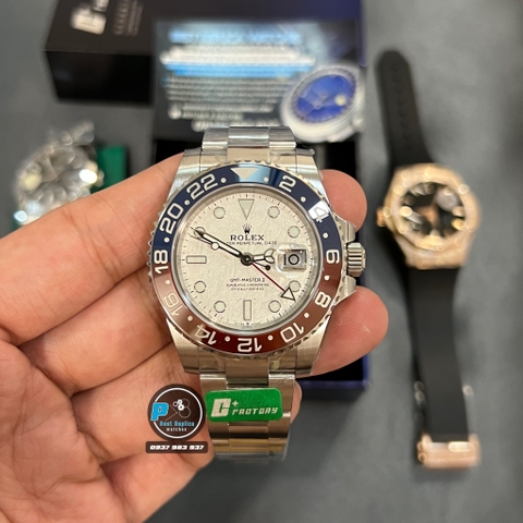 NEW 2023 / C+ FACTORY BEST 1:1 / ROLEX GMT MASTER II MẶT SỐ THIÊN THẠCH THẬT THÉP 904L CAL.3285