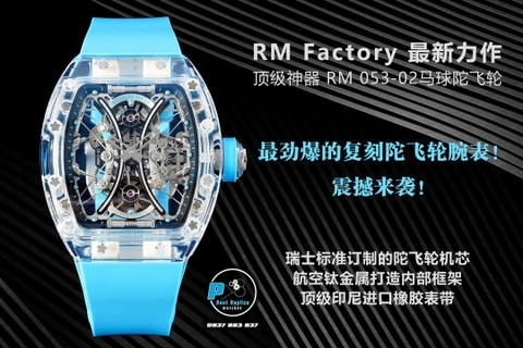 NEW 2021 / RM FACTORY BEST 1:1 / RICHARD MILLER RM 53-02 TOURBILLON SHAPHIRE CRYSTAL LIMITED