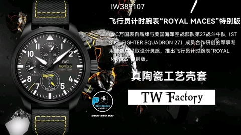 NEW 2023 / TW FACTORY BEST 1:1 / IWC PILOT’S  TOP GUN IW389107 CHRONOGRAPH EDITION “ROYAL MACES” 44.5 x 15MM