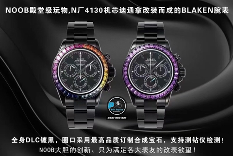 NEW 2022 / N FACTORY BEST 1:1 / ROLEX DAYTONA BLANKEN BLACK DCL DIAMOND RAINBOW CAL.4130