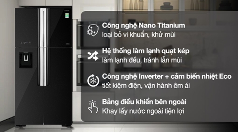 Tủ lạnh Hitachi Inverter 540 lít Multi Door R-FW690PGV7X GBK