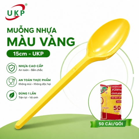 Muỗng nhựa vàng 15cm (50 Cái/Bịch)