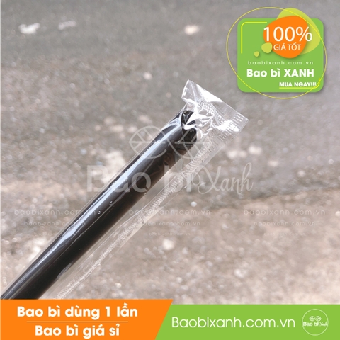 Ống hút phi 12 đen có bọc màng - Bịch 1kg (~400 cái)