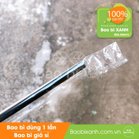 Ống hút nhựa phi 6 đen có bọc màng - Bịch 1kg (~400 cái)