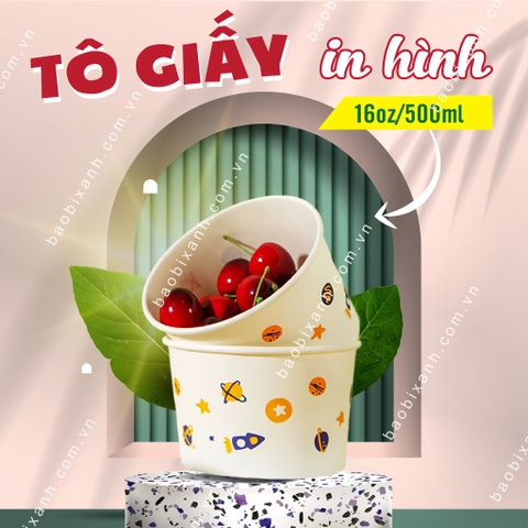 Tô giấy 500ml (16oz) in hình - 2PE