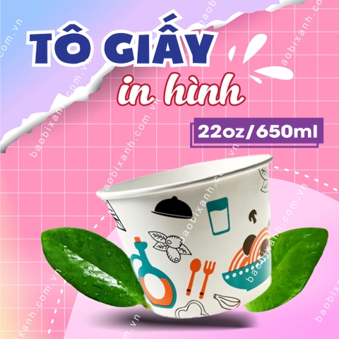 Tô giấy 650ml (22oz) in hình - 2PE