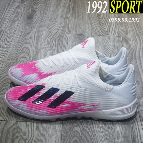 Giày Bóng Đá Adidas X 19.1 Đế Boots Trắng Viền Hồng TF