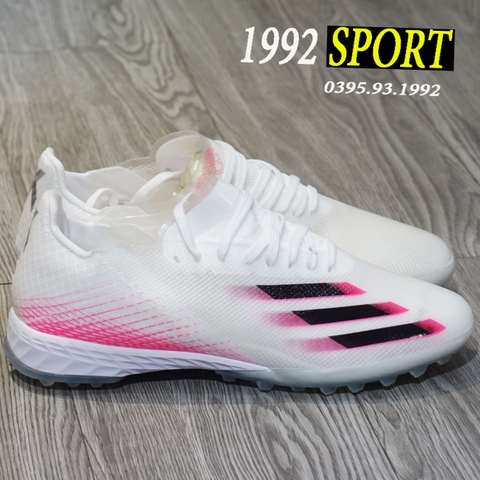 Giày Bóng Đá Adidas X Ghosted .1 Trắng Hồng Vạch Đen TF
