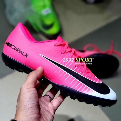 Giày Bóng Đá Nike MercurialX Hồng Trắng Lưỡi Gà Liền TF