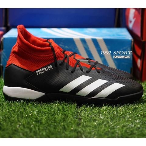 Giày Bóng Đá Adidas Predator 20.3 Đen Cổ Đỏ Vạch Trắng TF
