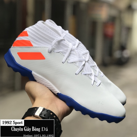 Giày Bóng Đá Adidas Nemeziz 19.3 Messi Trắng Vạch Cam TF