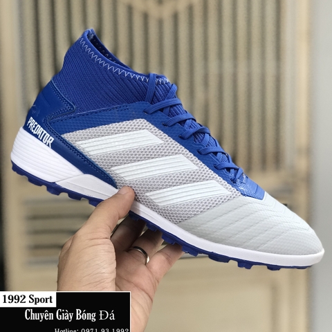 Giày Bóng Đá Adidas Predator 19.3 Bạc Gót Xanh Biển TF