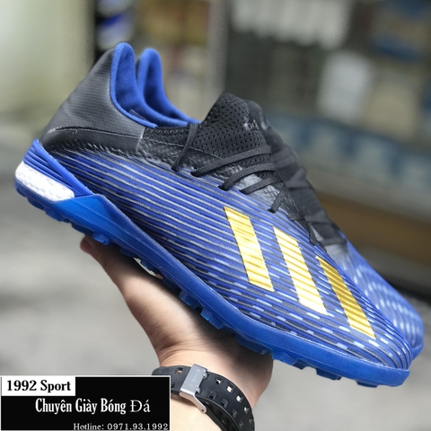 Giày Bóng Đá Adidas X 19.1 Đế Boots Xanh Tím Than Vạch Đồng TF
