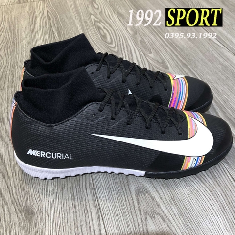 Giày Bóng Đá Nike Mercurial VaporX XII Đen Vạch Cầu Vồng TF