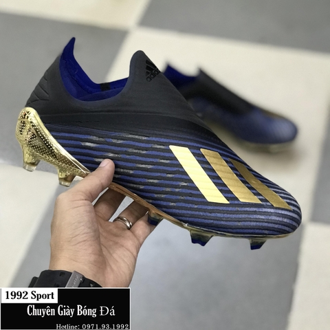 Giày Bóng Đá Adidas X 19+ Tím Than Vạch Đồng FG