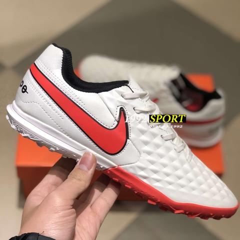 Giày Bóng Đá Nike Tiempo 8 Pro Trắng Đế Đỏ TF