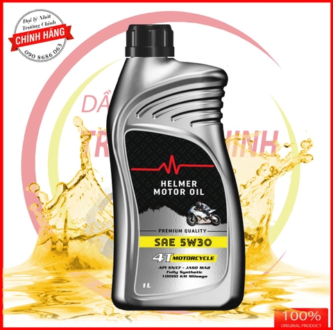 Nhớt Helmer Moto Engine oil tổng hợp 100% 5W30 hàng nhập khẩu dành cho xe số, xe ga