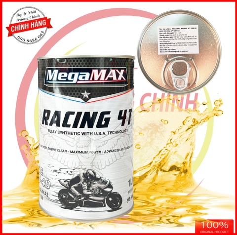Nhớt tổng hợp 100% MegaMax Racing 4T 10w40 dành cho xe máy, tay côn