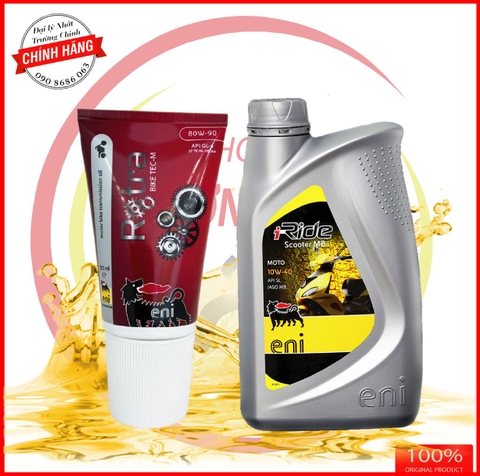 Combo Nhớt Eni Ride Scooter MB 10W40  và nhớt hộp số 120ML dành cho xe ga nhập khẩu Ý