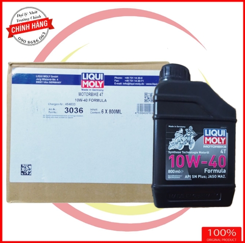 Thùng 6 bình Liqui Moly Motorbike Formula 10W40 Bán tổng hợp dành cho xe số 800ML