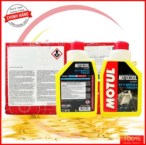 Thùng Nước làm mát Motul vàng Tem 3 lớp nhập khẩu Pháp dung tích 1L
