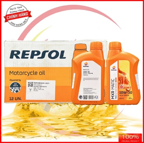 Thùng Nhớt Repsol Matic 4T 10W30 MB 800ML dành cho xe ga