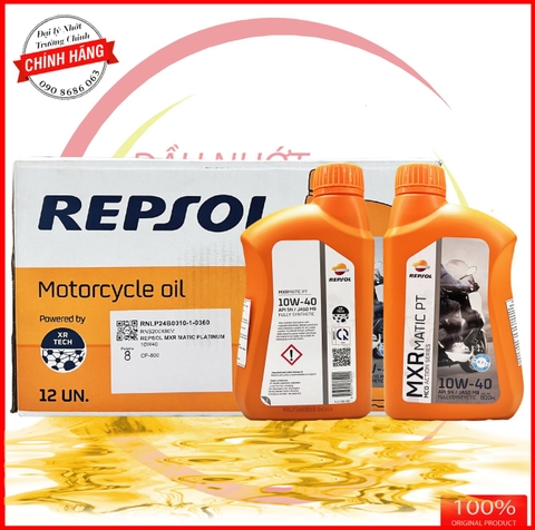 Thùng nhớt Repsol Matic PT Platium 4T 10W40 MB  tổng hợp 100% 800ML dành cho xe ga