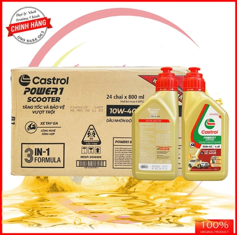 Thùng Nhớt Castrol Power 1 Scooter 10W40 dành cho xe ga hàng chính hãng